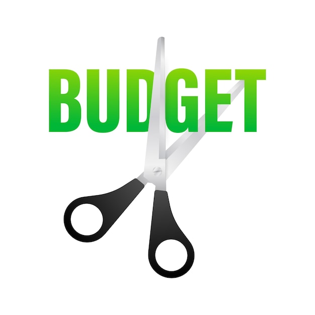 Budget cut in flat style on black background Vector illustration cartoon charactet