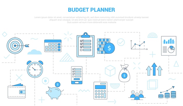 Budget planner concept with icon set template banner