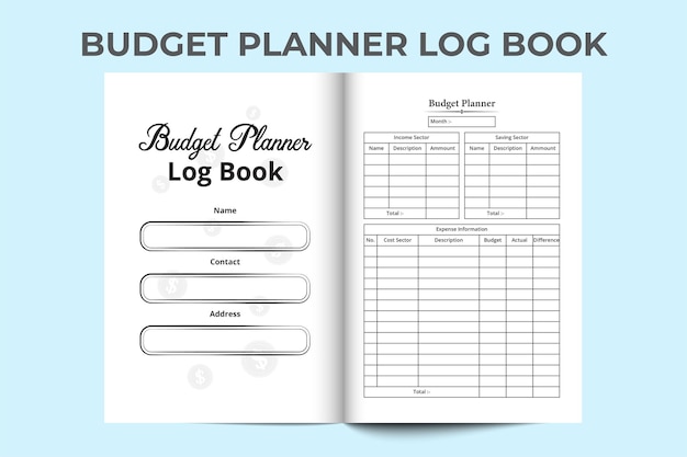 Budget planner KDP interior notebook Monthly expense budget tracker logbook and balance checker template KDP interior journal Monthly income and saving budget planner log book template interior