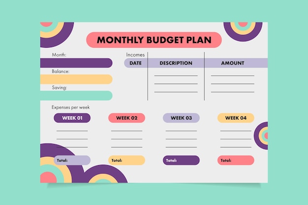 Budget planner template vector