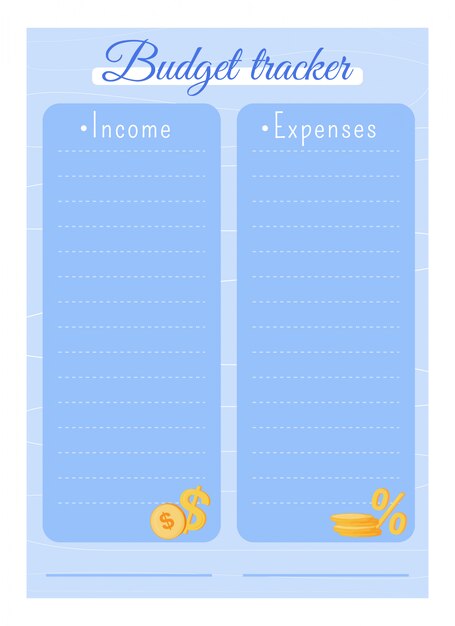 Budget tracker creative planner page design