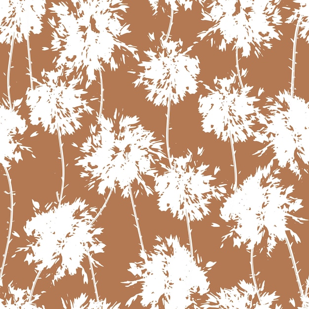 Buds of lush fluffy flowers branches of dandelions and wild flowers seamless vector pattern