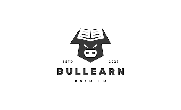 buffalo and book logo design vector illustration