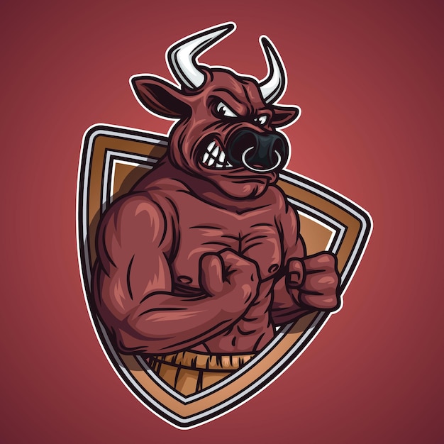 Buffalo fitness mascot logo illustration