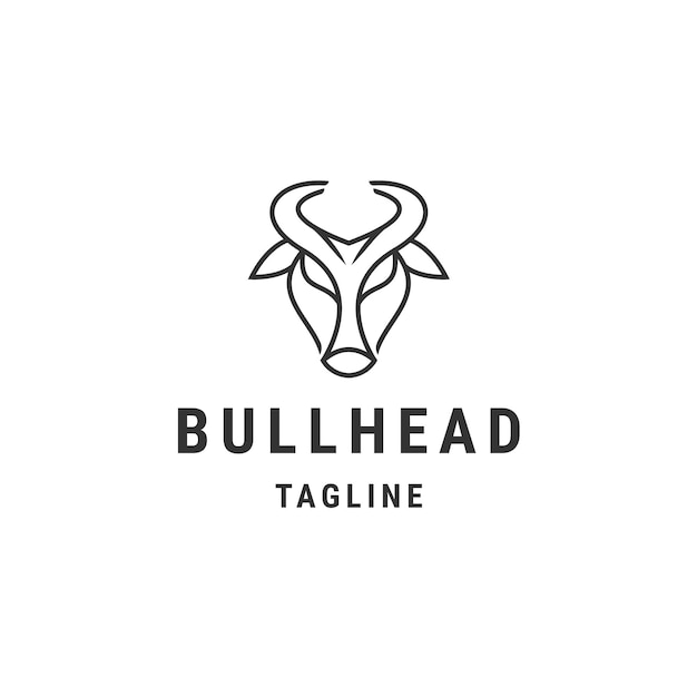 Buffalo head line logo icon design template flat vector