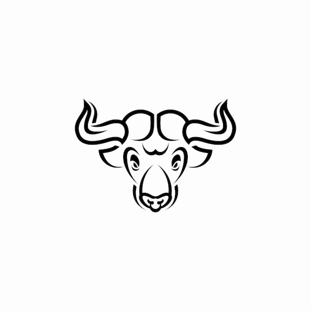 buffalo head logo vector icon line illustration