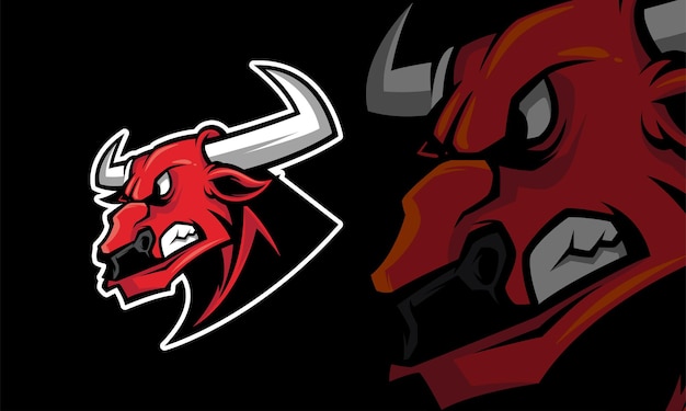 Buffalo sport gaming mascot logo template Premium Vector