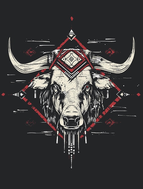 Buffalo tshirt design Vector illustration of a buffalo head