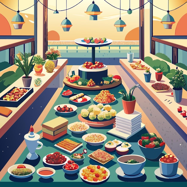 the buffet vector illustration flat 2