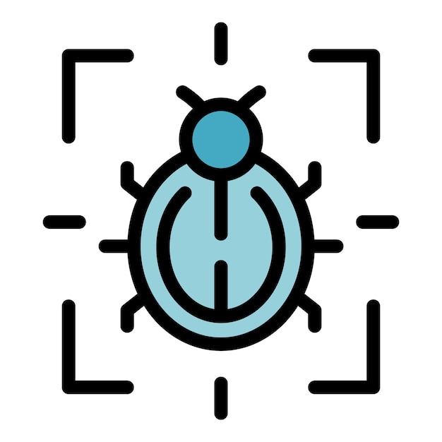 Bug control icon outline vector Smart data Digital farm color flat