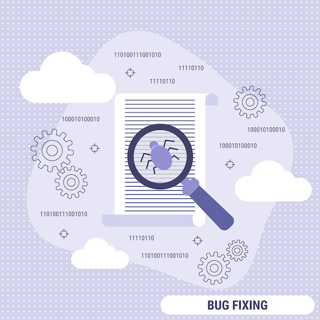 Bug fixing flat design style vector concept illustration