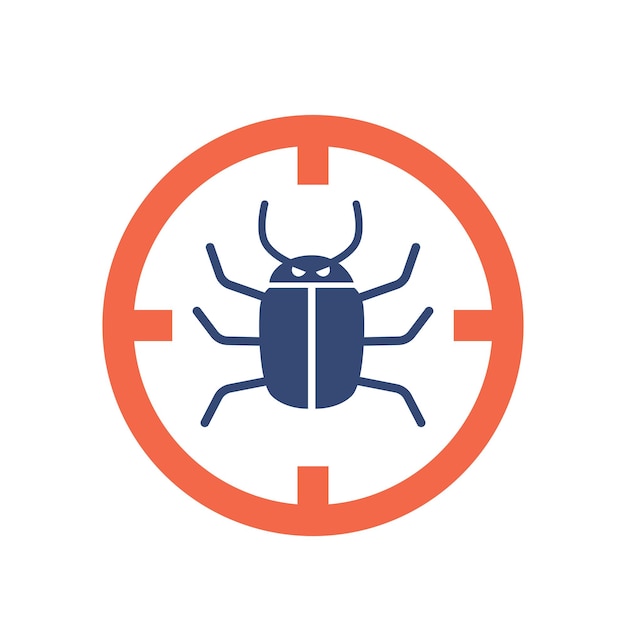 Bug inside of Red Circle Isolated on White Background Hacker Attack Virus Malware Attention Pest Control Symbol