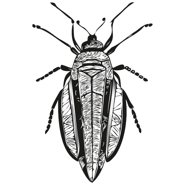 Bug sketchy graphic portrait of a bug on a white background bugs