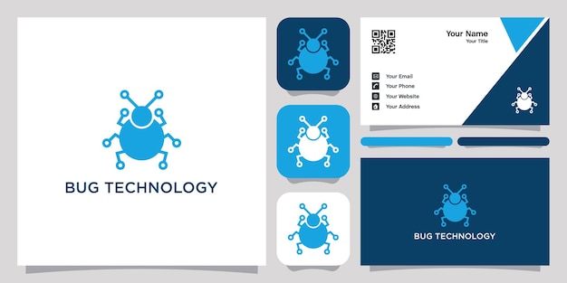 Bug Technology logo icon symbol template logo and business card