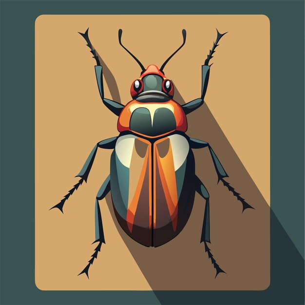 Vector a bug with a colorful face and a black and orange background