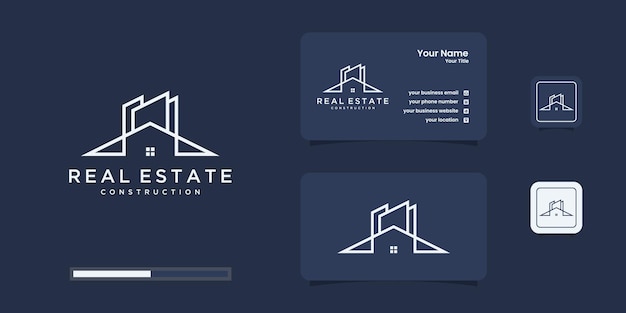 Build house logo with line art style. home build abstract