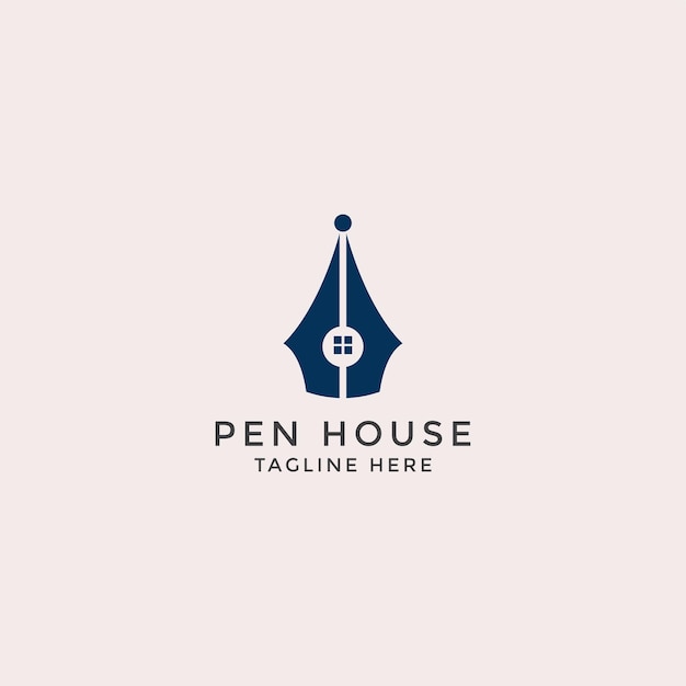 build House with pen icon line art logo design for study house architecture school university co