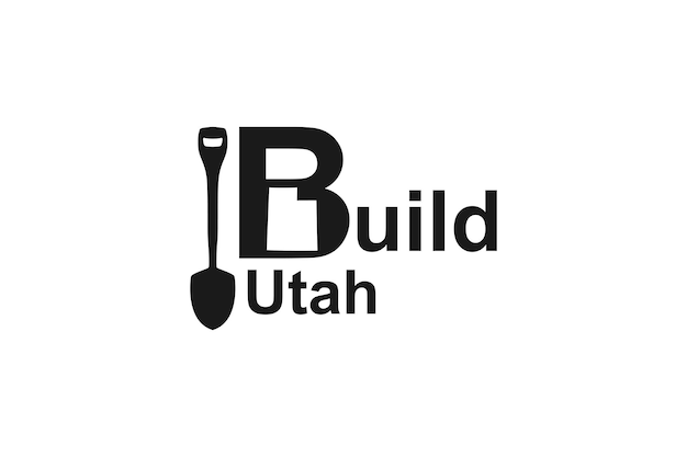 Build utah shovel icon negative space logo sytle faming symbol modern design