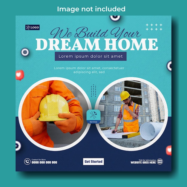 Vector build your dream house social media poster design