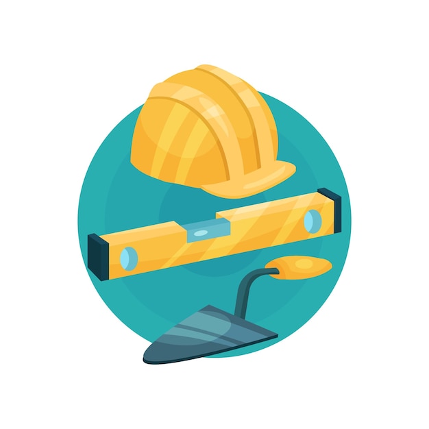 Builder icon, construction tools cartoon vector Illustration isolated on a white backgroun