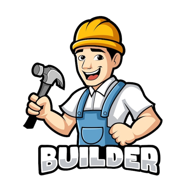 Builder mascot logo design vector with modern illustration concept