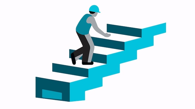 Builder Stairs Help Vector Icon in Bicolor Style