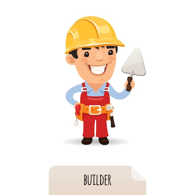 Builder with a trowel