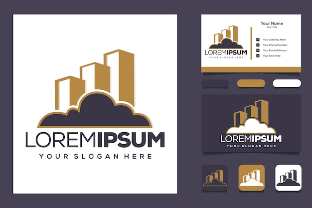 building cloud logo design concept  cloud city logo and business card