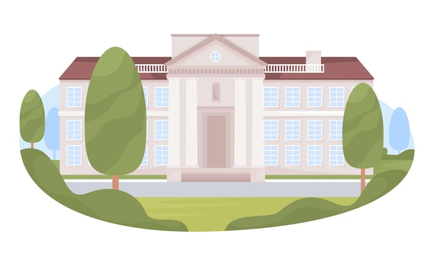 Building of college 2D vector isolated illustration