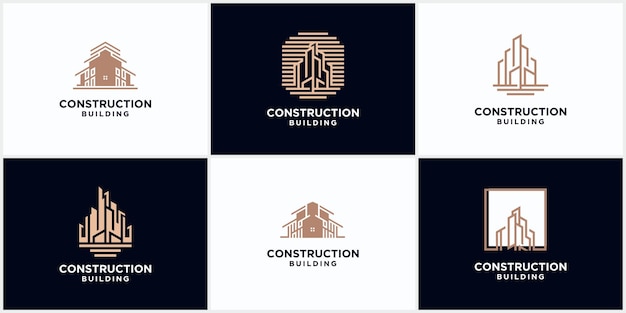 Building construction business logo in brown color. Geometric line logo. Real estate logo template vector icon design