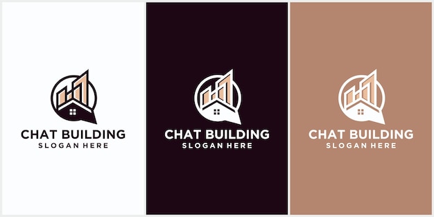 Building construction business logo in brown color. Geometric line logo. Real estate logo template vector icon design