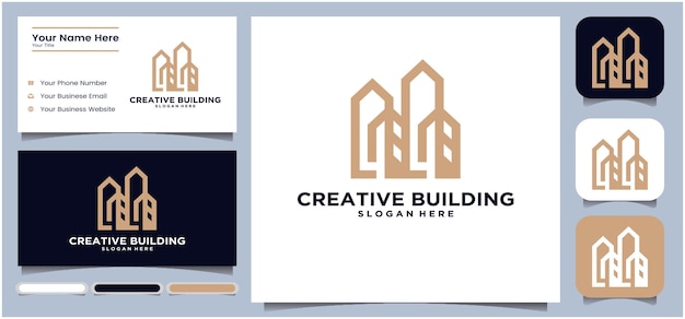 Building construction business logo Geometric line logo Building construction business logo