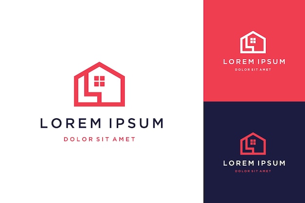 Building design logo or monogram or initials letter L with house