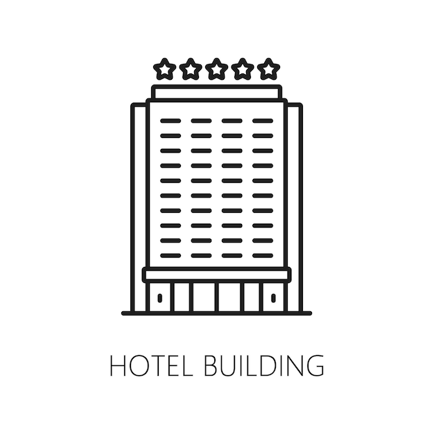 Building of five star hotel isolate thin line icon