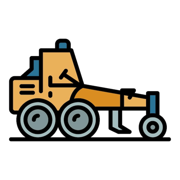 Building grader machine icon Outline building grader machine vector icon color flat isolated