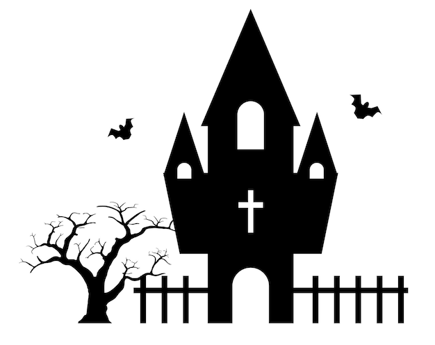 Building Halloween Cathedral Horror Church Festive Illustration