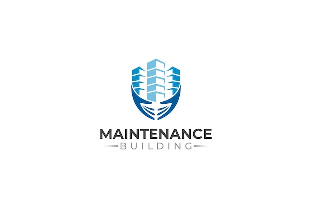 Building and hand logo for maintenance and protection