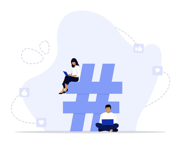 Building hashtag concept illustration