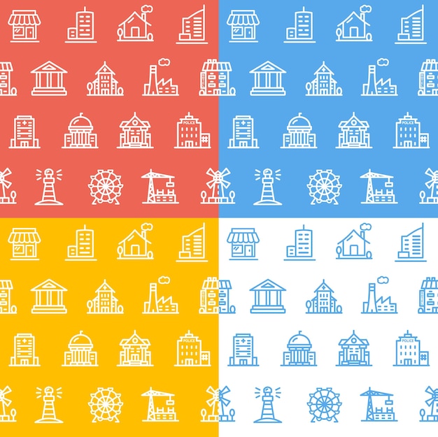 Building House or Home Pattern Background Set Vector