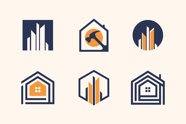 Building and house logo design vector collection with unique element idea