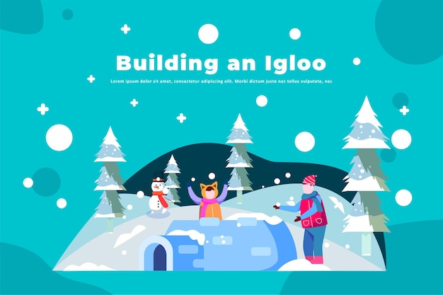 Building an Igloo - Illustration Christmas