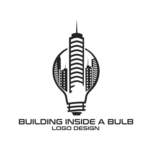 Building Inside A Bulb Vector Logo Design