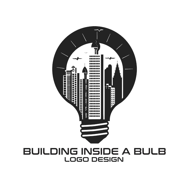 Building Inside A Bulb Vector Logo Design