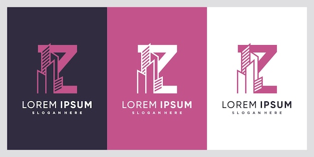 Building and latter Z logo design with creative concept