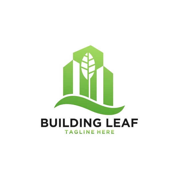 Building leaf nature real estate logo design