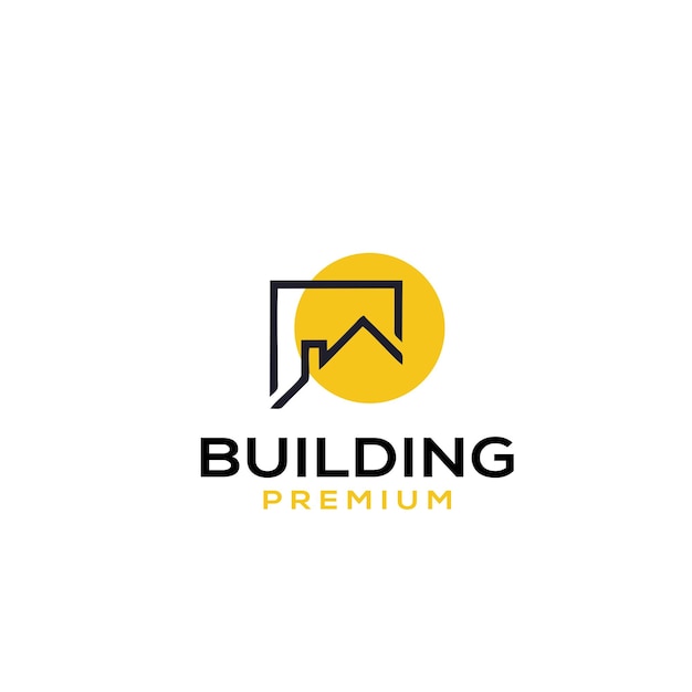 Building line art logo vector icon illustration design Premium Vector