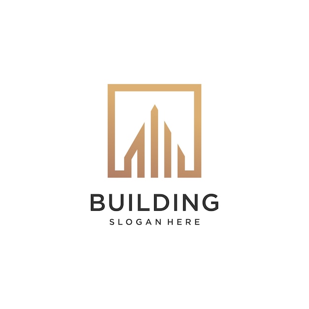 Building logo design idea with modern creative simple abstract unique concept