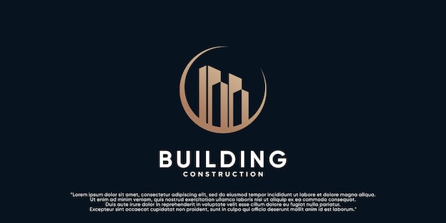 Building logo design illustration for business construction with creative concept Premium Vector