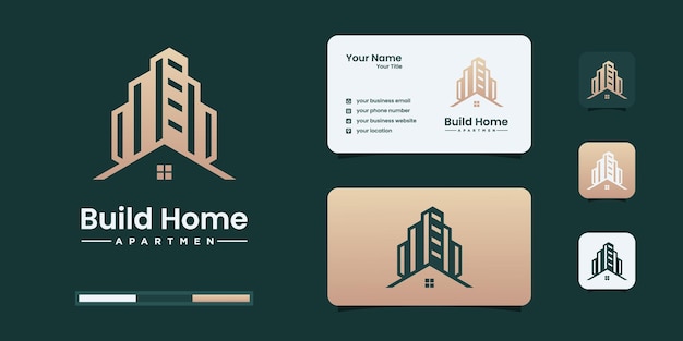 Building logo design template with gold color. Construction , builder , building, architecture logo design inspiration.