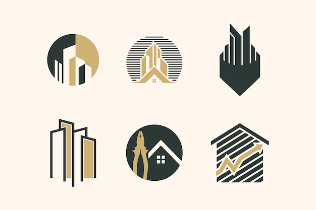 Building logo design vector collection with creative unique element idea